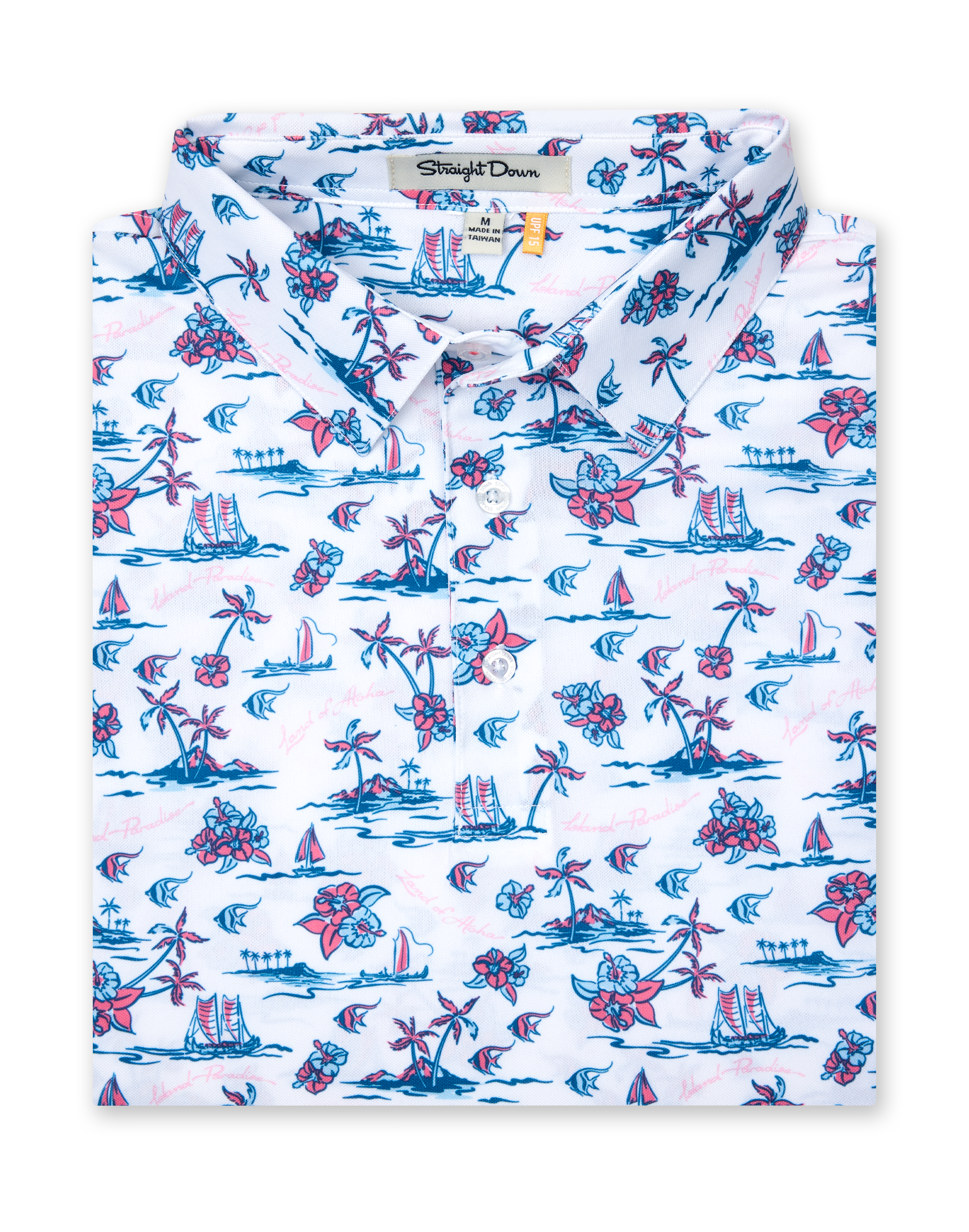 Straight Down Island Paradise Polo - Cool Blue