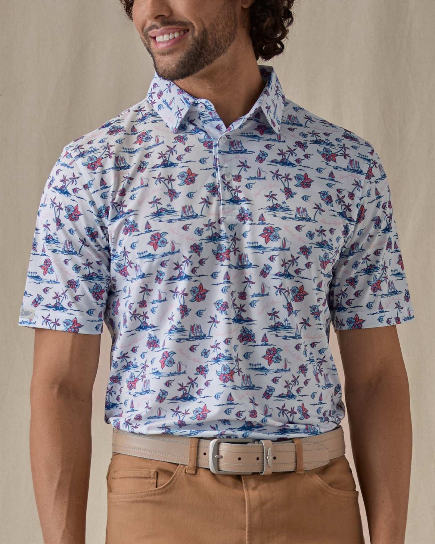 Straight Down Island Paradise Polo - Cool Blue