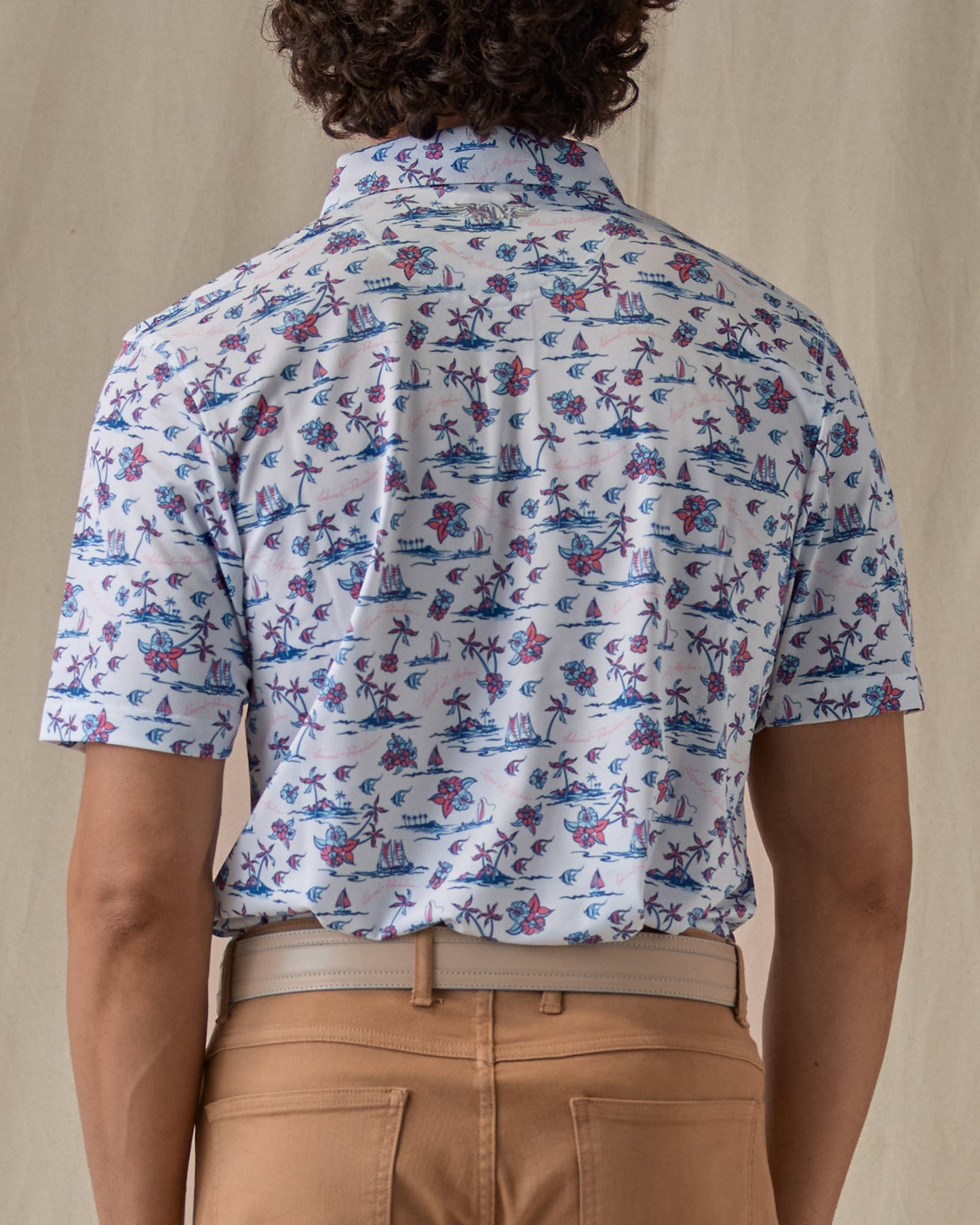 Straight Down Island Paradise Polo - Cool Blue