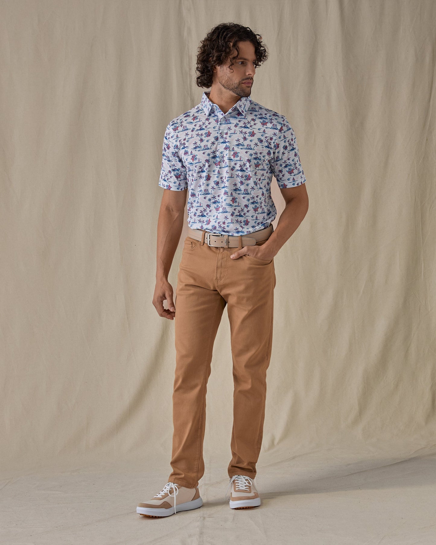 Straight Down Island Paradise Polo - Cool Blue