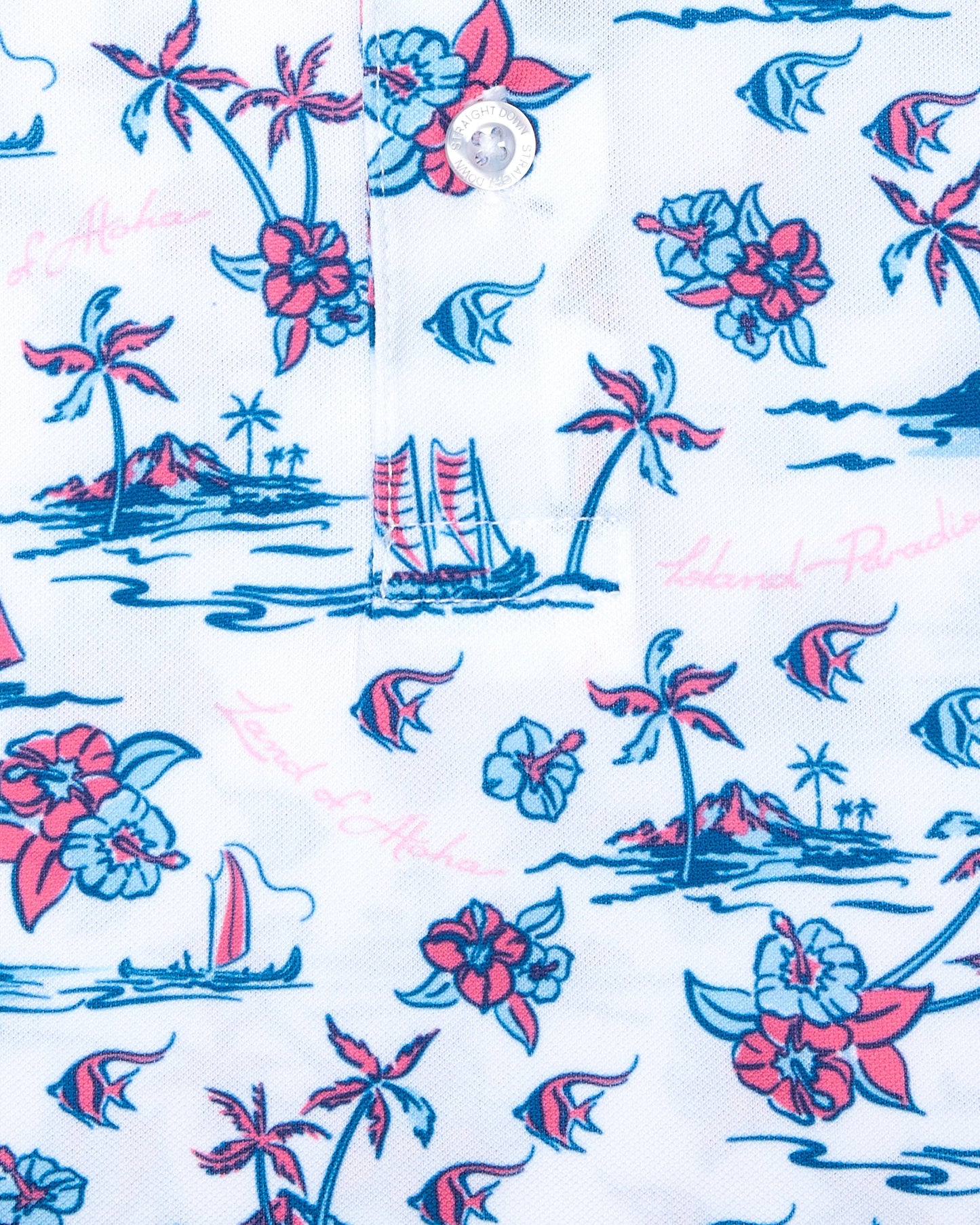Straight Down Island Paradise Polo - Cool Blue