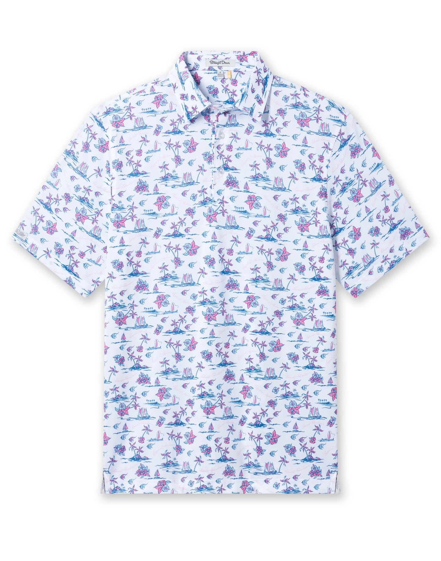 Straight Down Island Paradise Polo - Cool Blue