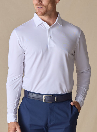 Straight Down Stearns Long Sleeve Polo - White