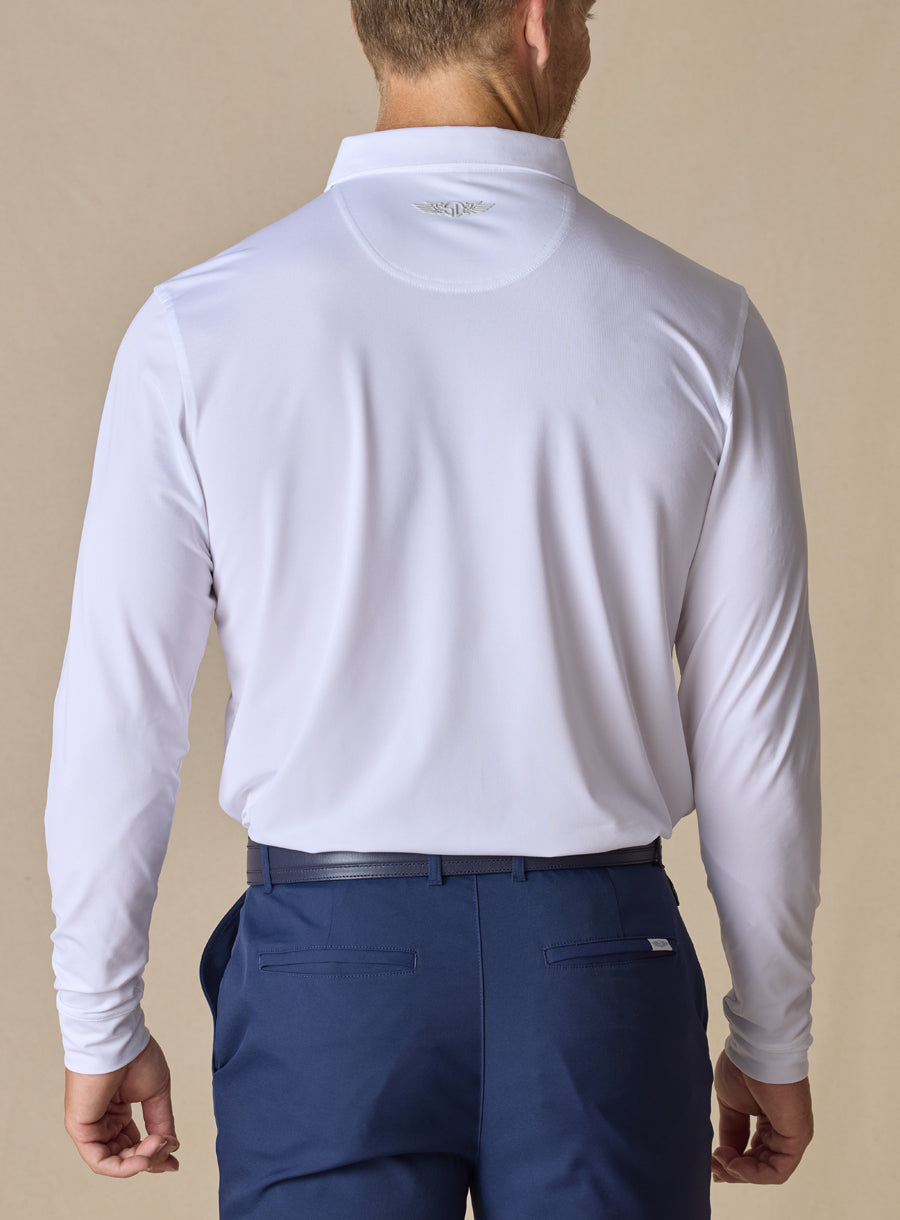 Straight Down Stearns Long Sleeve Polo - White