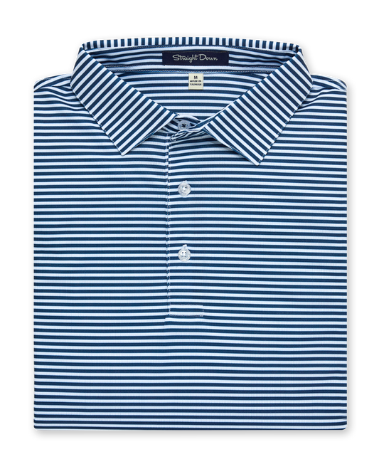Straight Down Del Mar Stripe Polo - New Indigo