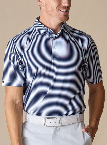 Straight Down Del Mar Stripe Polo - New Indigo