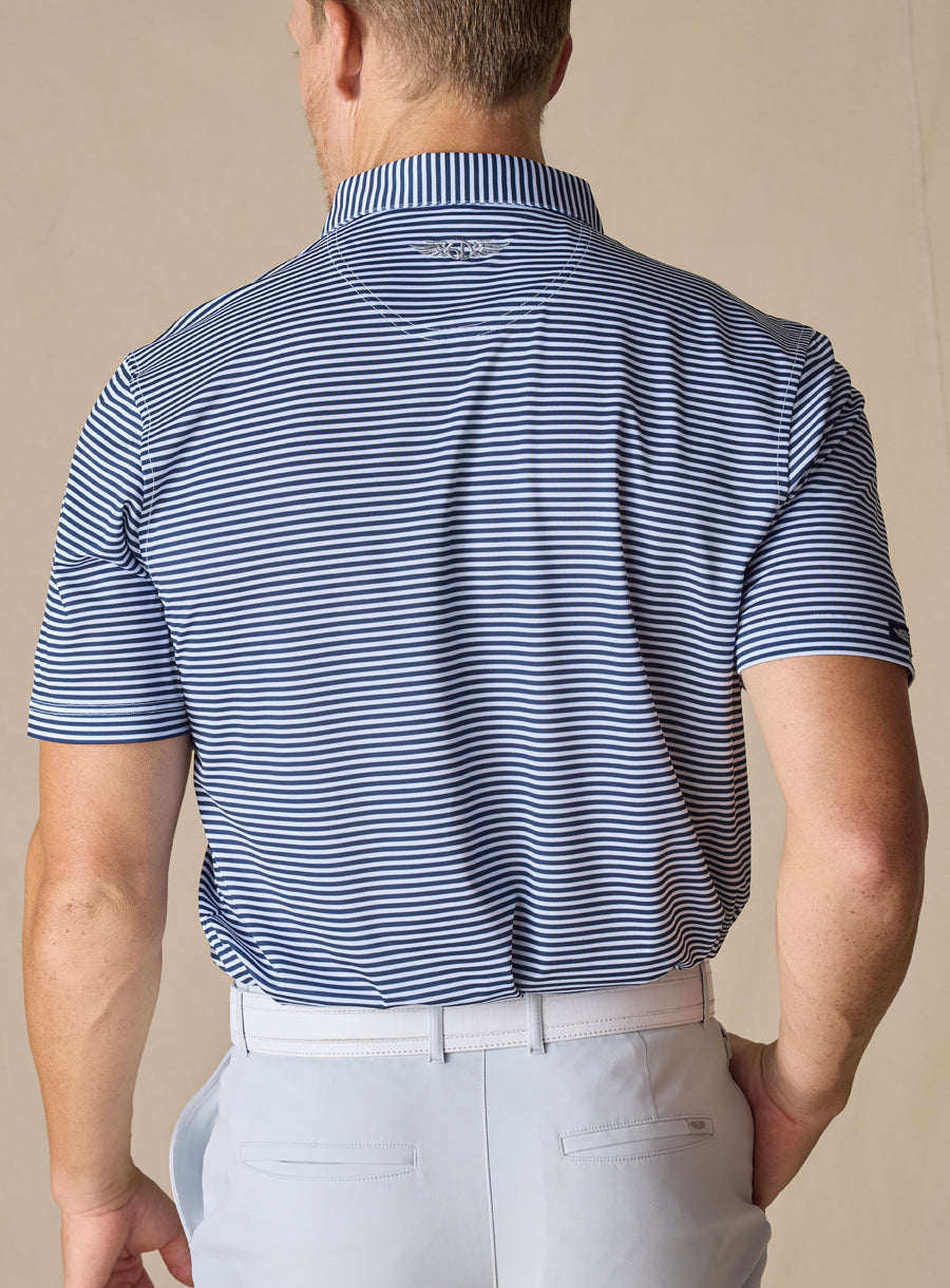 Straight Down Del Mar Stripe Polo - New Indigo