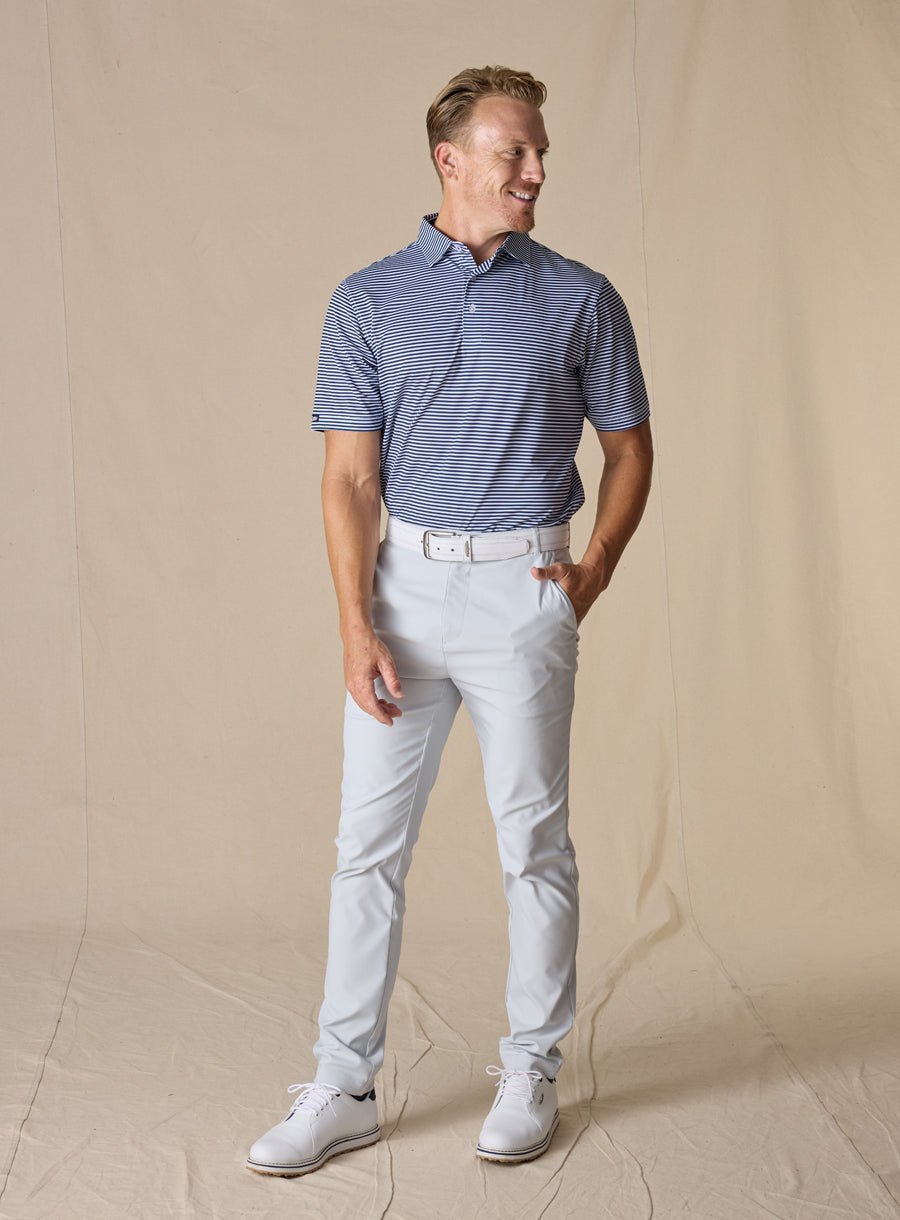 Straight Down Del Mar Stripe Polo - New Indigo