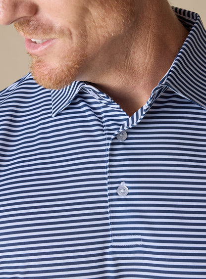 Straight Down Del Mar Stripe Polo - New Indigo