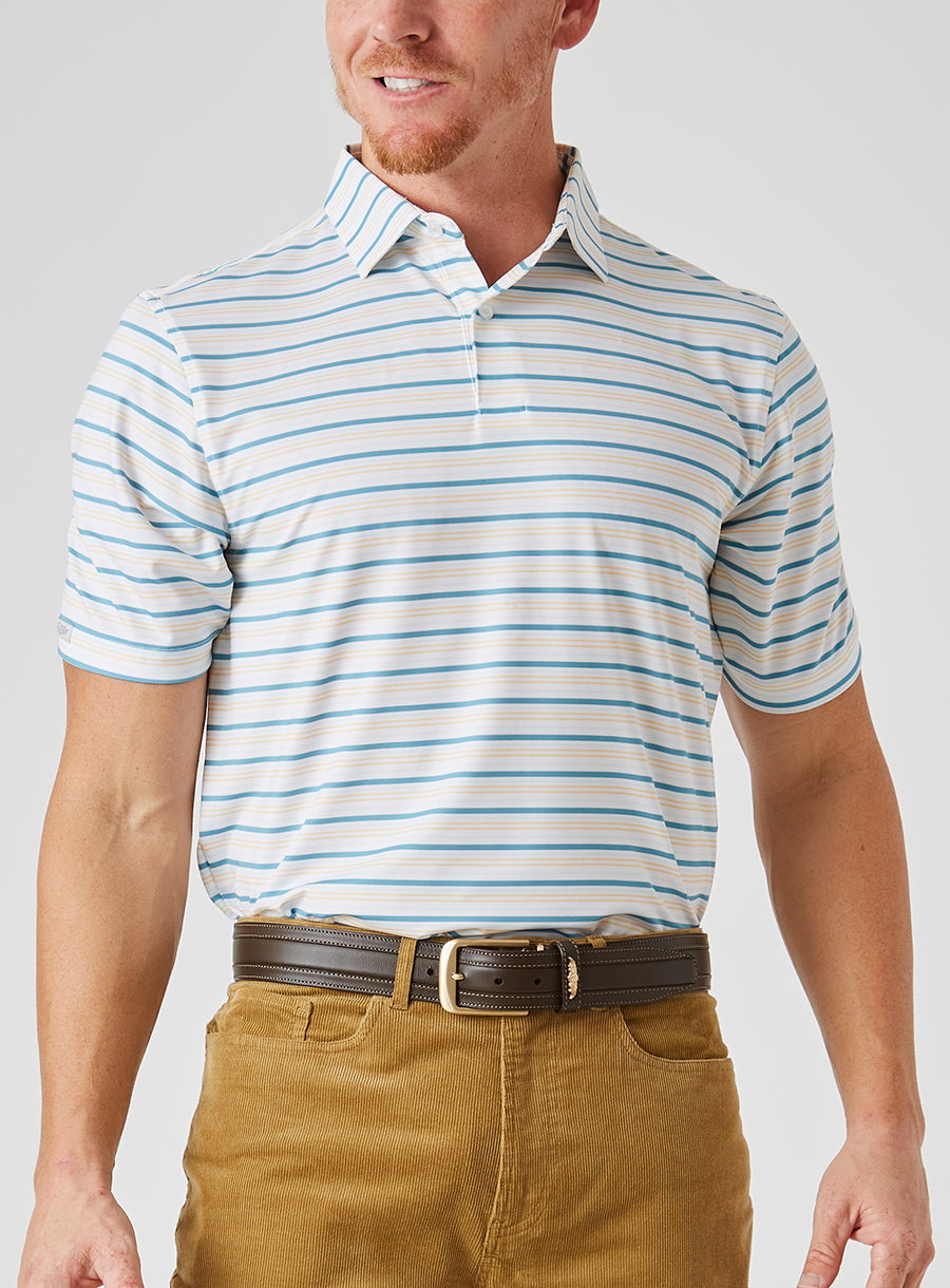 Straight Down Zuma Stripe Polo - Delphinium