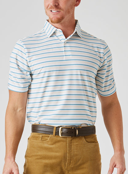 Straight Down Zuma Stripe Polo - Delphinium