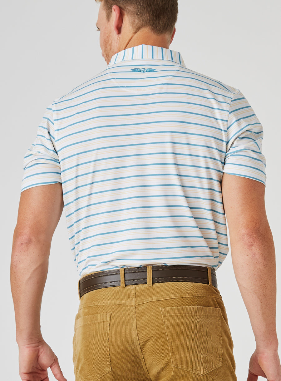 Straight Down Zuma Stripe Polo - Delphinium
