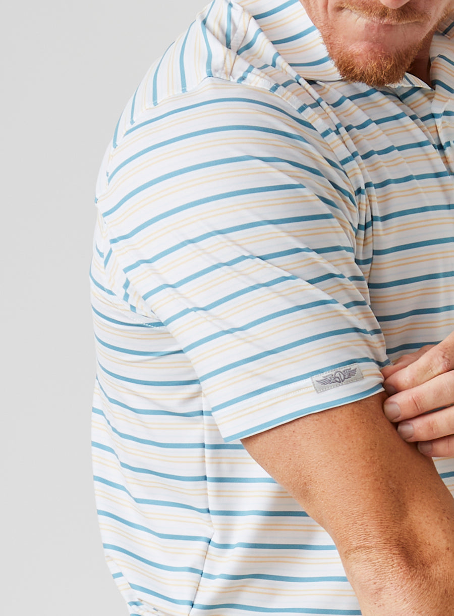 Straight Down Zuma Stripe Polo - Delphinium