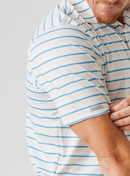 Straight Down Zuma Stripe Polo - Delphinium