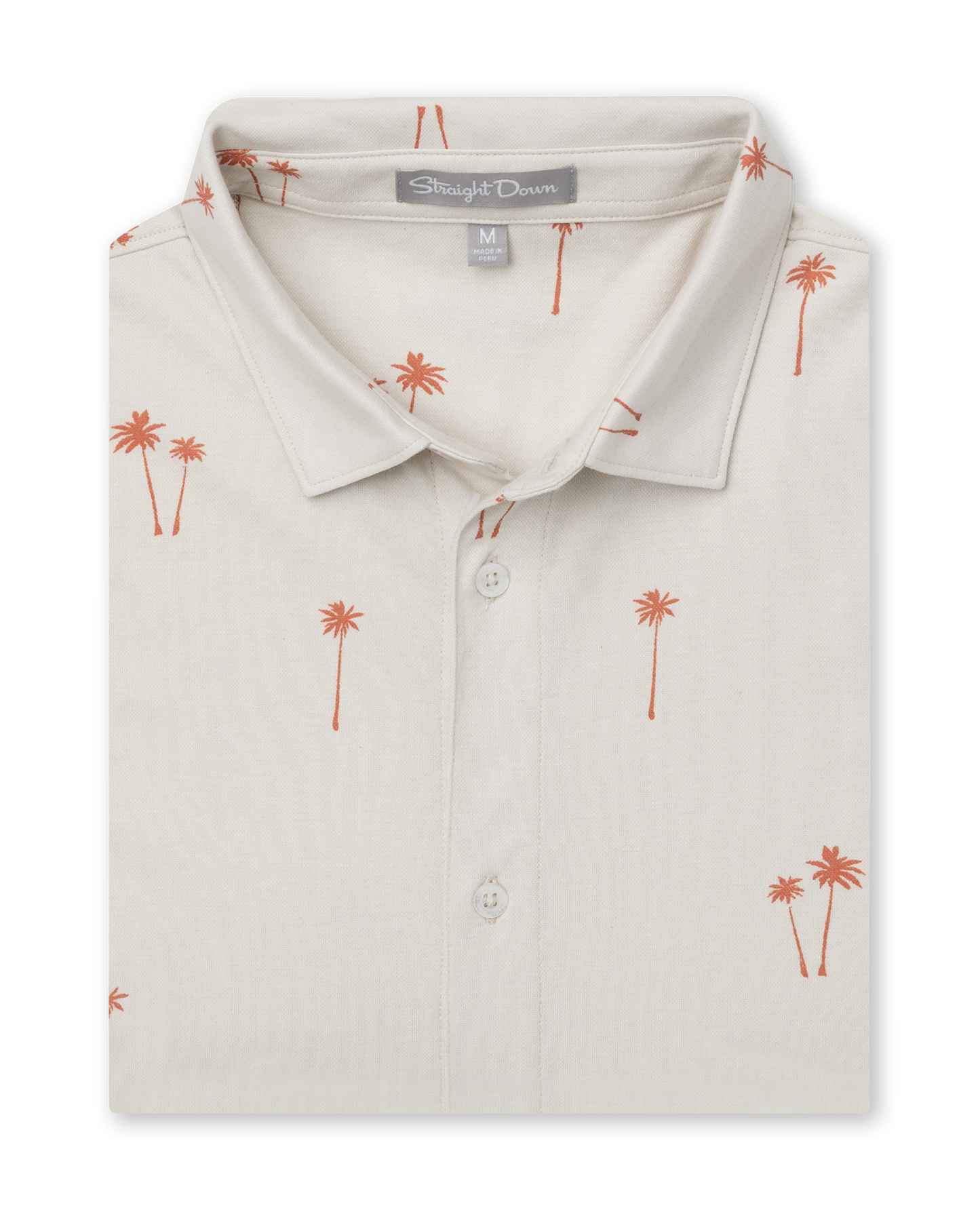 Straight Down Lonely Palms Full Button Polo - Stone