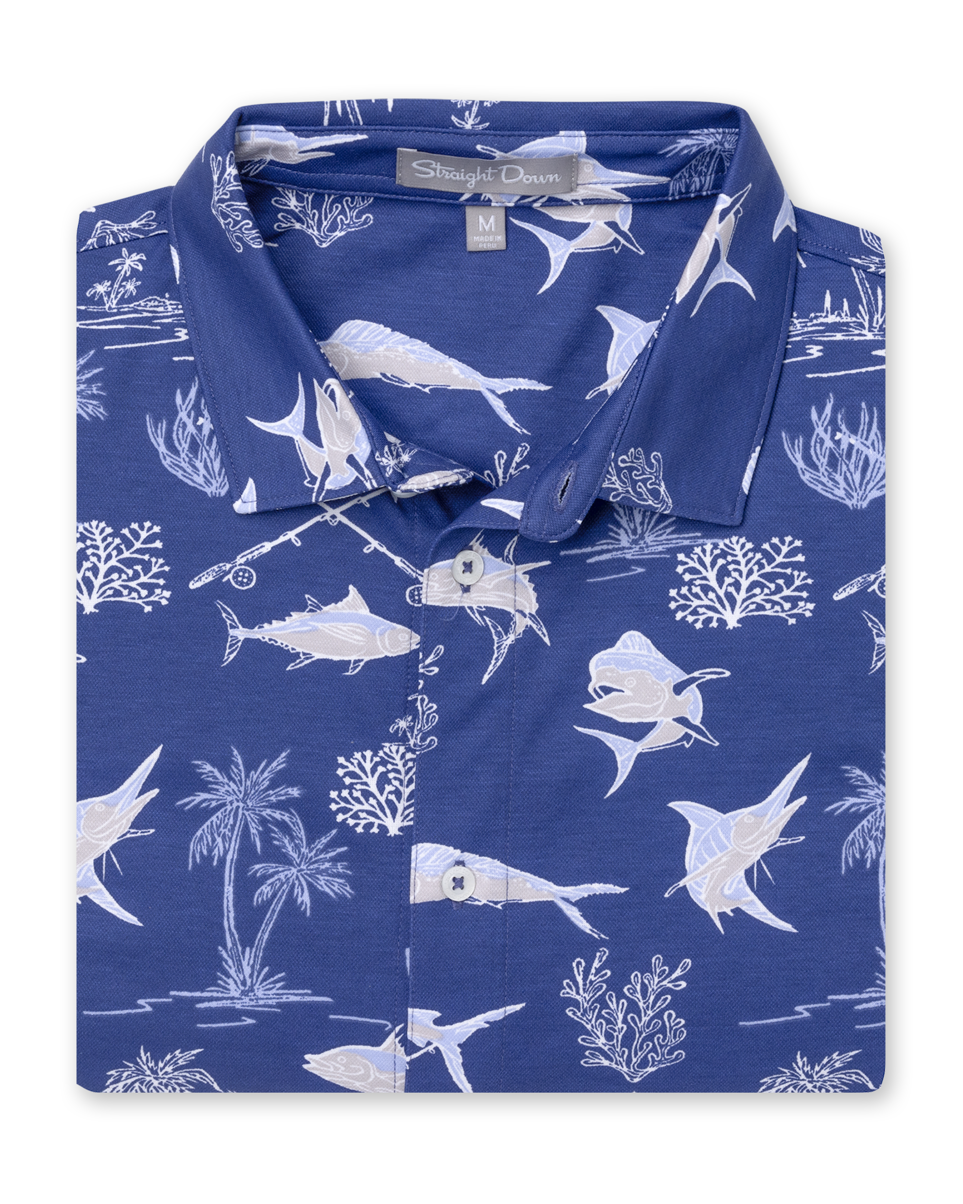 Straight Down Islamorada Full Button Polo - Skipper