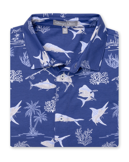 Straight Down Islamorada Full Button Polo - Skipper