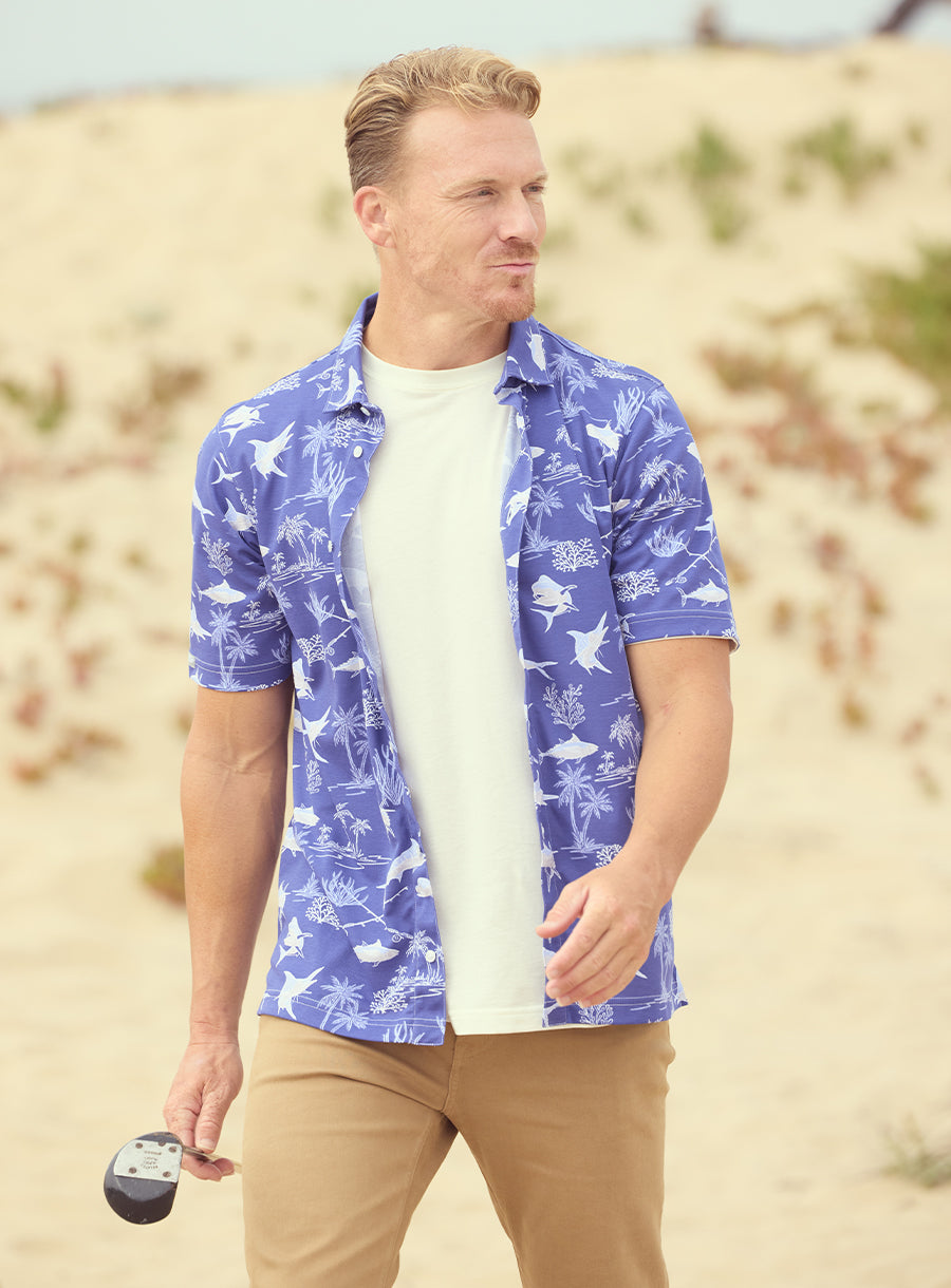 Straight Down Islamorada Full Button Polo - Skipper