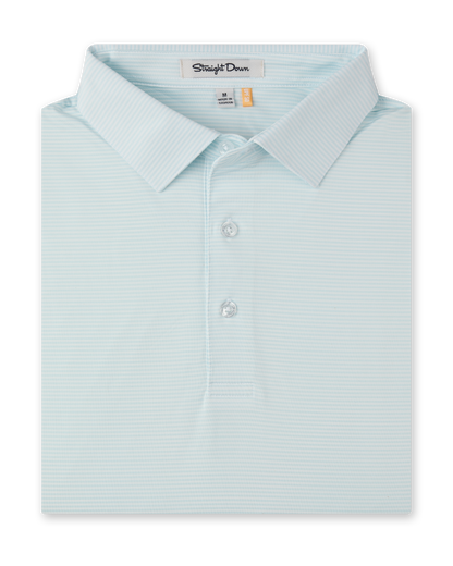 Straight Down Peninsula Stripe Polo - Sea Spray